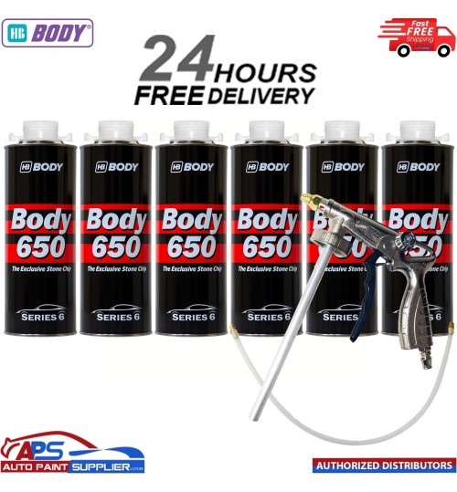 6x HB BODY 650 STONE CHIP WHITE 1KG WITH UNDERBODY COATING GUN